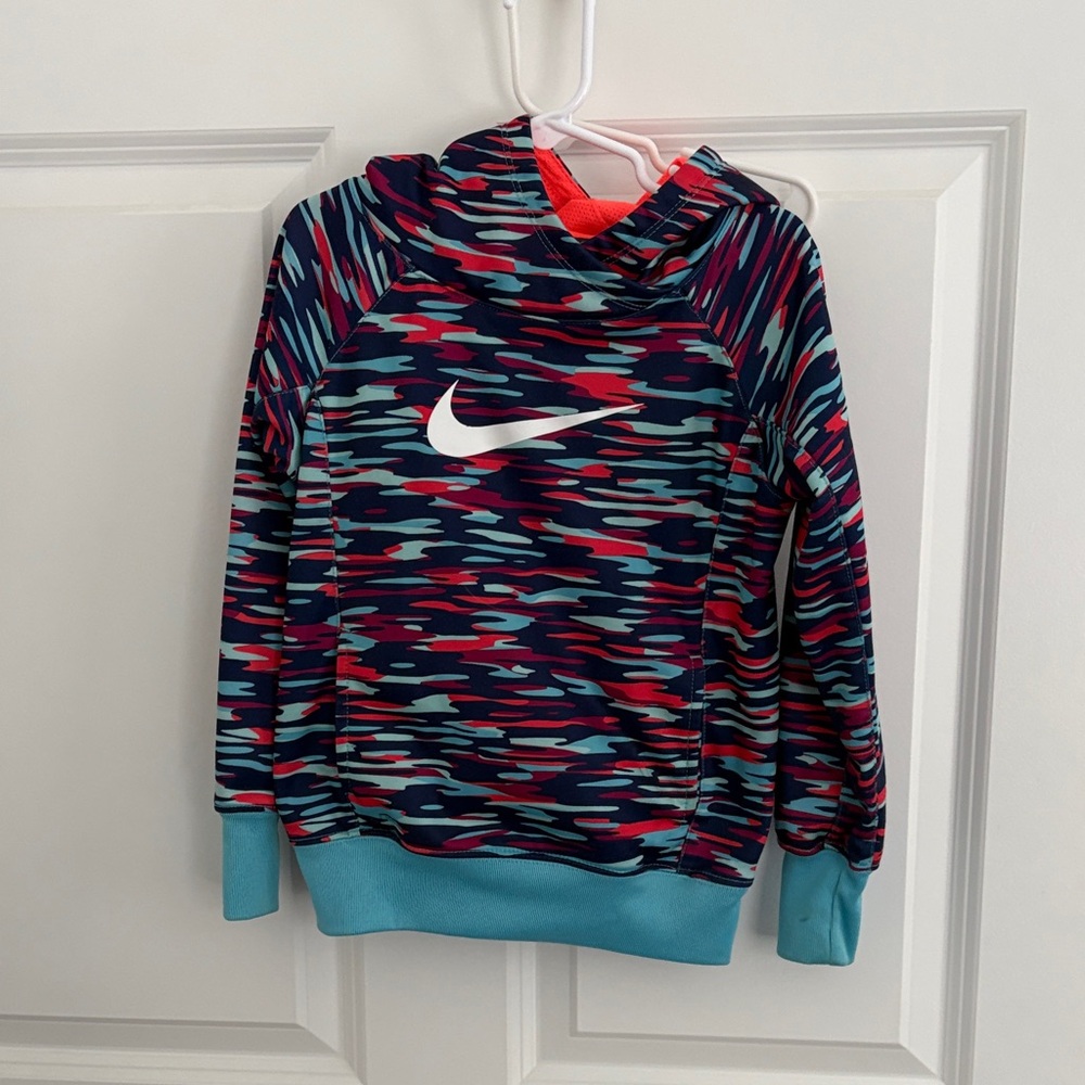 Nike Blue and Red Patterned Hoodie
